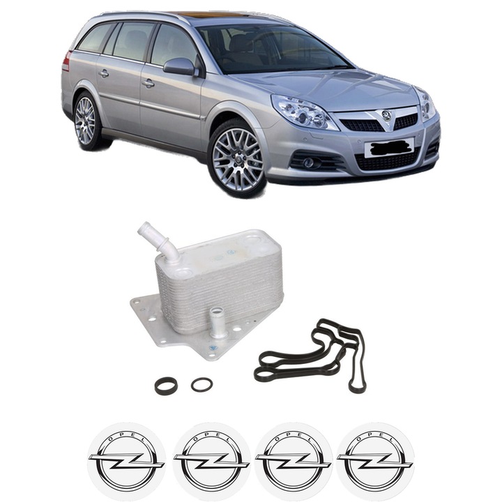 Radiator racire ulei OPEL VECTRA C Estate (Z02) din 2004-2009 KW 88 CP 120 CMC 1910, Auto, din aluminiu, 4x Stickere auto cu OPEL