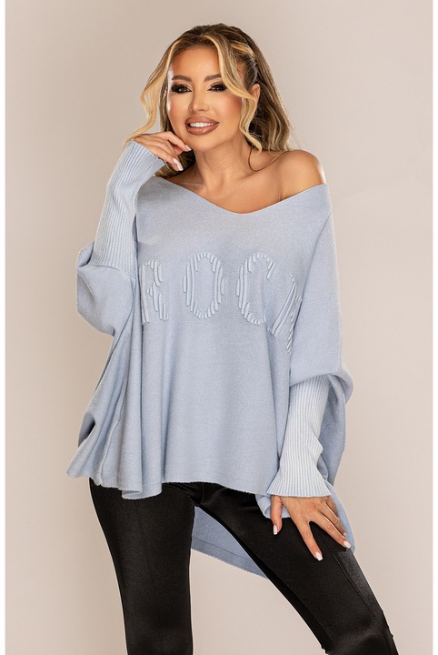 Női kék túlméretezett pulóver, S/M/L