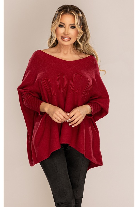 Női bordó túlméretezett pulóver, S/M/L