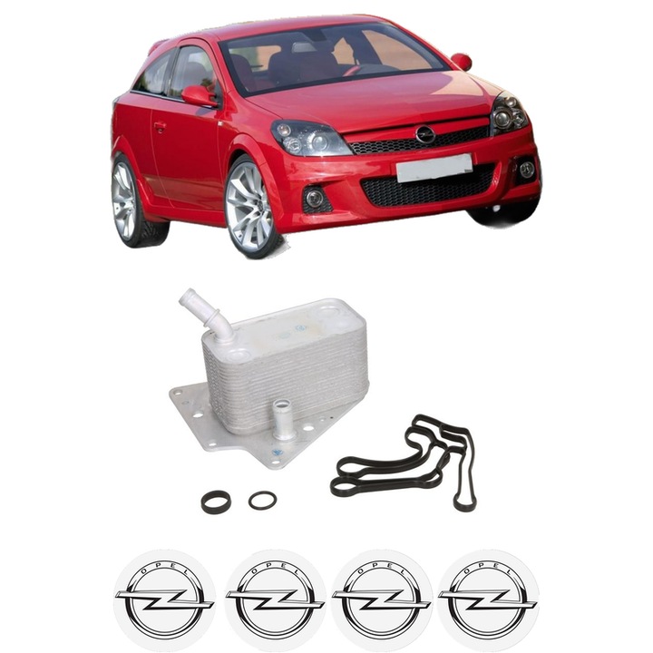 Radiator racire ulei OPEL ASTRA H GTC (A04) din 2005-2010 KW 88 CP 120 CMC 1910, Auto, din aluminiu, 4x Stickere auto cu OPEL