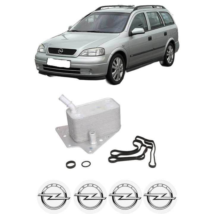 Radiator racire ulei OPEL ASTRA H Estate Van (L70) din 2004-2010 KW 88 CP 120 CMC 1910, Auto, din aluminiu, 4x Stickere auto cu OPEL