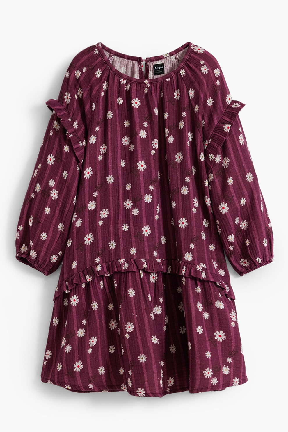 DESIGUAL, Rochie de bumbac cu model floral, Violet tyrian, 140 CM