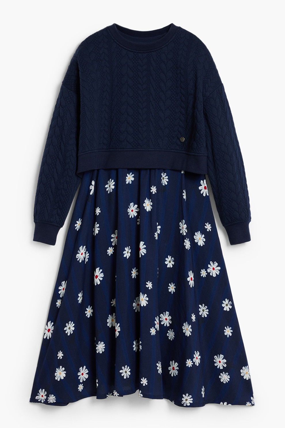 DESIGUAL, Rochie cu model floral 2 in 1, Indigo, 128 CM