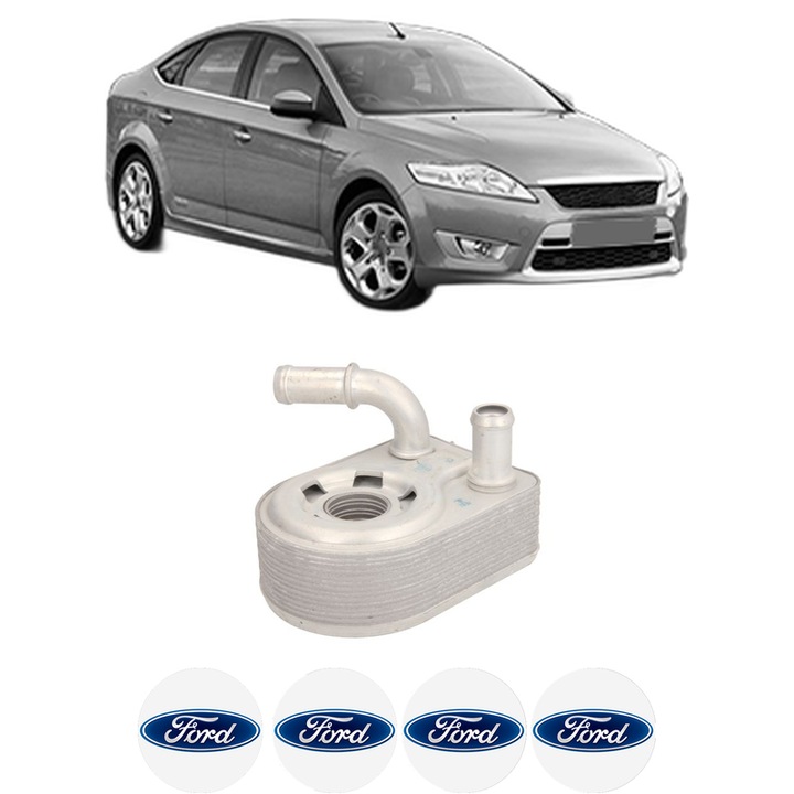 Radiator racire ulei FORD MONDEO IV Saloon (BA7) din 2007-2015 KW 92 CP 125 CMC 1596, Auto, din aluminiu, 4x Stickere auto cu FORD