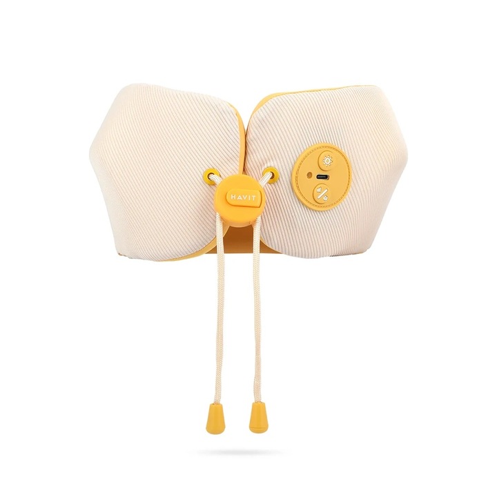 Апарат с нагряване за масаж на врата, мемори пяна, 2200mAh - Havit - Smart Life (NM1702) - жълт