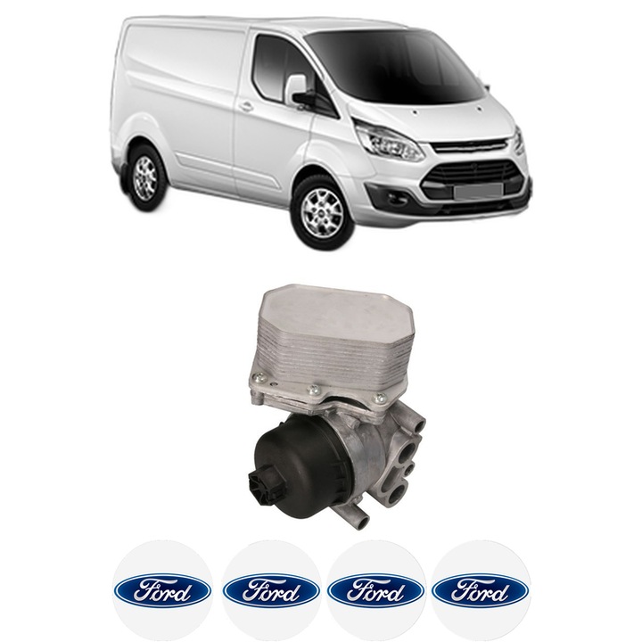 Radiator racire ulei FORD TRANSIT CUSTOM V362 Van (FY, FZ) din 2012-2016 KW 74 CP 100 CMC 2198, Auto, din aluminiu, 4x Stickere auto cu FORD