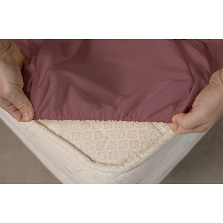 Home Still gumis lepedő, 140x200x20 cm, 100% pamut 144 TC, Körben gumírozott, Maximum 20 cm magas matracokra, Mályvaszín