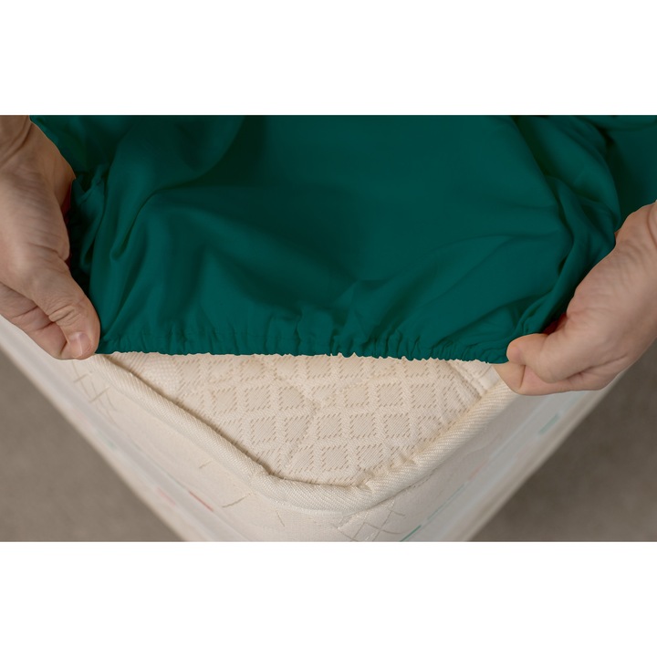 Home Still gumis lepedő, 180x200x20 cm, 100% pamut 144 TC, Körben gumírozott, Maximum 20 cm magas matracokra, Kékeszöld