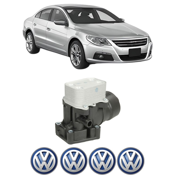 Radiator racire ulei Volkswagen PASSAT CC B6 (357) din 2008-2011 KW 100 CP 136 CMC 1968, Auto, din aluminiu, 4x Stickere auto cu Volkswagen