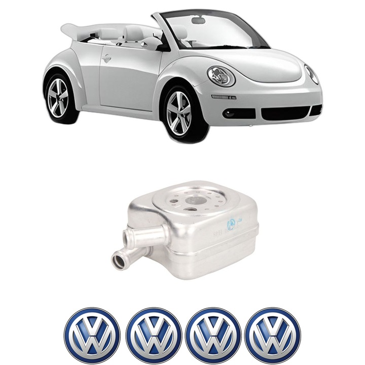 Radiator racire ulei Volkswagen NEW BEETLE Convertible (1Y7) din 2003-2010 KW 75 CP 102 CMC 1595, Auto, din aluminiu, 4x Stickere auto cu Volkswagen