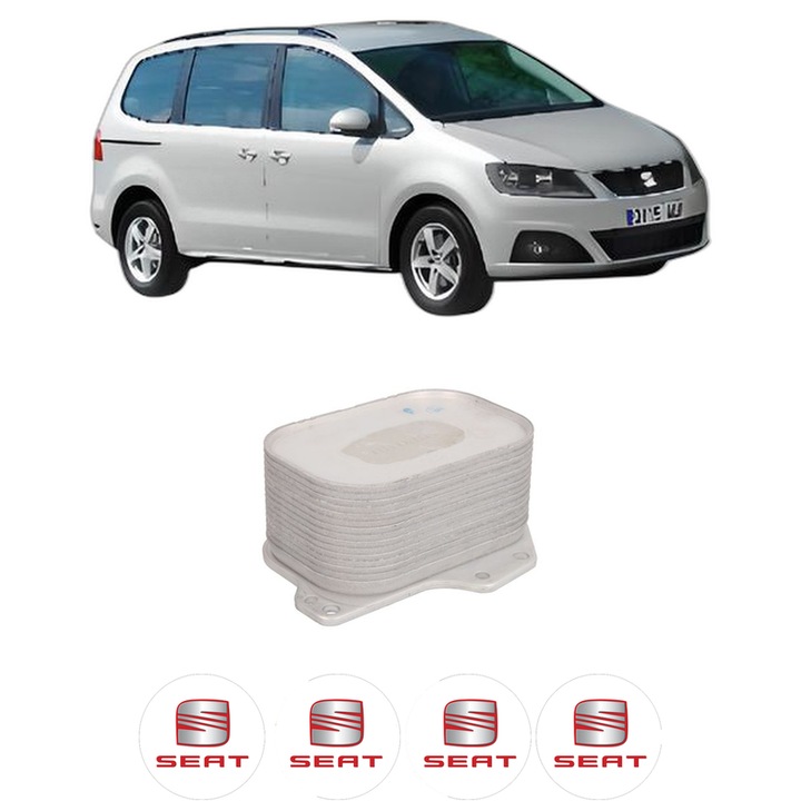 Radiator racire ulei SEAT ALHAMBRA (710, 711) din 2018-2022 KW 130 CP 177 CMC 1968, Auto, din aluminiu, 4x Stickere auto cu SEAT
