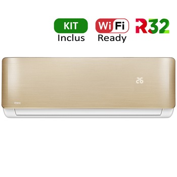 Aer conditionat Vivax ACP-09CH25AERI GOLD R-Design Wi-Fi Ready, R32, Kit de instalare inclus, Inverter, 9000 BTU/h, Clasa A++, Ionizator, I feel, Autodiagnoza, Autocuratare, Autodetectie scurgeri freon, filtru Bio, filtru Anti-Praf, ECO-Mode Aer conditionat Vivax ACP-09CH25AERI GOLD R-Design Wi-Fi Ready, R32, Kit de instalare inclus, Inverter, 9000 BTU/h, Clasa A++, Ionizator, I feel, Autodiagnoza, Autocuratare, Autodetectie scurgeri freon, filtru Bio, filtru Anti-Praf, ECO-Mode