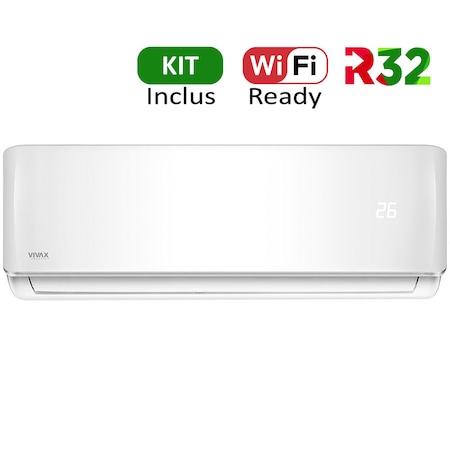 Aer conditionat Vivax ACP-12CH35AERI R-Design Wi-Fi, Kit de instalare inclus, Inverter, 12000 BTU/h, Clasa A++, Ionizator, I feel, Autodiagnoza, Autocuratare, Autodetectie scurgeri freon, filtru Bio, filtru Anti-Praf, ECO-Mode