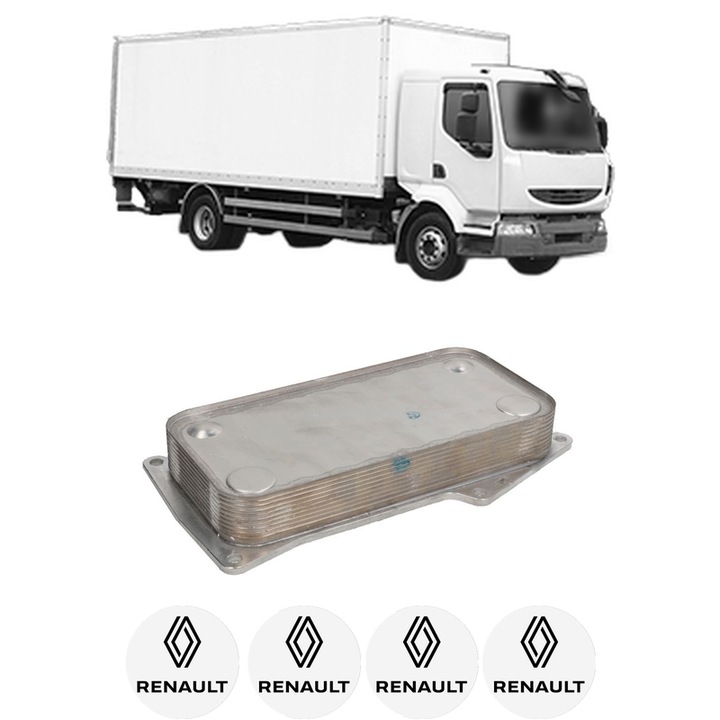 Radiator racire ulei RENAULT TRUCKS MIDLUM din 2006 KW 140 CP 190 CMC 4764, Auto, din aluminiu, 4x Stickere auto cu RENAULT TRUCKS