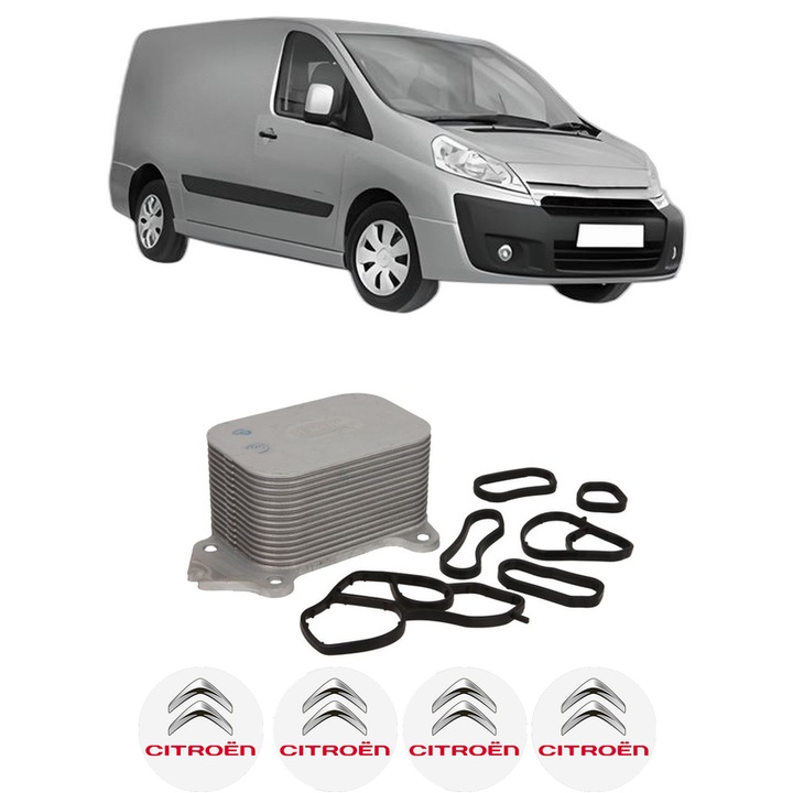 Radiator racire ulei CITROEN JUMPY II Van din 2007-2016 KW 66 CP 90 CMC 1560, Auto, din aluminiu, 4x Stickere auto cu CITROEN
