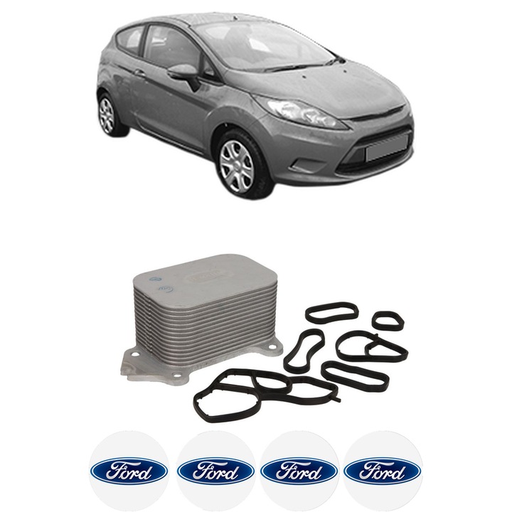 Radiator racire ulei FORD FIESTA VI (CB1, CCN) din 2015-2017 KW 70 CP 95 CMC 1499, Auto, din aluminiu, 4x Stickere auto cu FORD