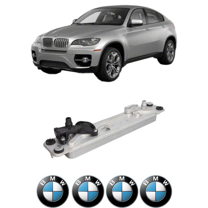 Radiator racire ulei BMW Seria X6 (E71, E72) din 2007-2014 KW 330 CP 449 CMC 4395, Auto, din aluminiu, 4x Stickere auto cu BMW