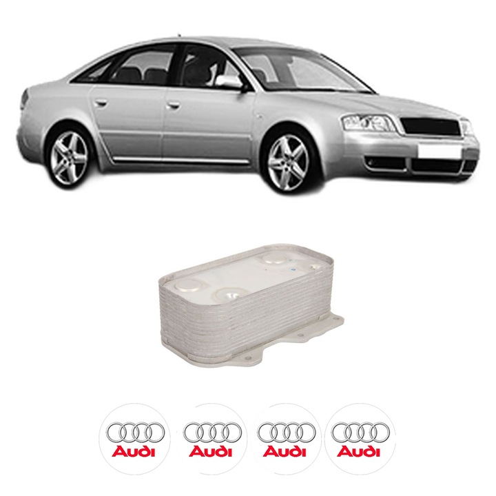 Radiator racire ulei AUDI A6 C5 (4B2, 4B4) din 1998-2005 KW 220 CP 299 CMC 4172, Auto, din aluminiu, 4x Stickere auto cu AUDI