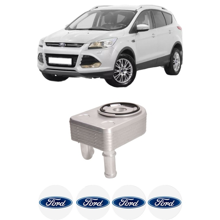 Radiator racire ulei FORD KUGA II (DM2) din 2016-2019 KW 88 CP 120 CMC 1499, Auto, din aluminiu, 4x Stickere auto cu FORD