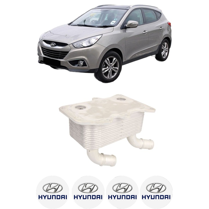 Radiator racire ulei HYUNDAI ix35 (LM, EL, ELH) din 2011-2015 KW 130 CP 177 CMC 1995, Auto, din aluminiu, 4x Stickere auto cu HYUNDAI