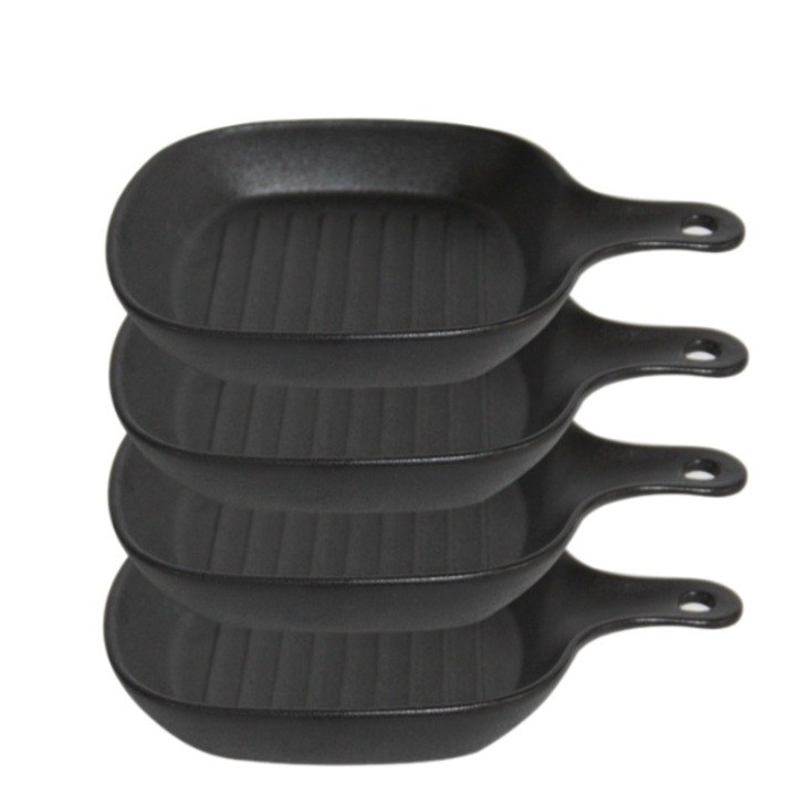Set 4 tigăi mini grill patrata Culinaro ceramica 16x16cm