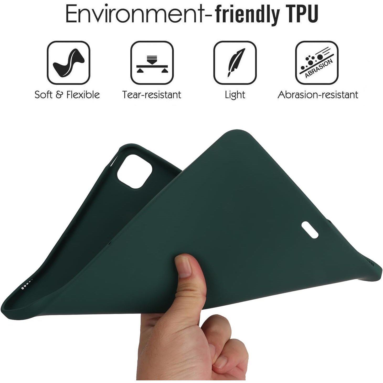 Husa premium pentru Apple iPad Air 11" (2024), Sigloo, Husa de protectie moale din silicon TPU – Ultra Slim, Anti-Soc, Anti-Zgarieturi, Verde