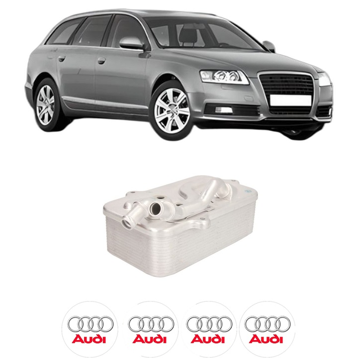 Radiator racire ulei AUDI A6 C6 Avant (4F5) din 2008-2010 KW 426 CP 580 CMC 4991, Auto, din aluminiu, 4x Stickere auto cu AUDI