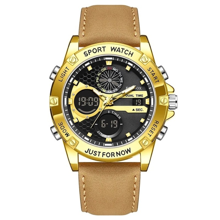 Foxbox FB0089 Barna-Fekete Férfi Karóra – Sportos Dizájn, Több Funkció, Ütésálló, 3ATM Vízálló