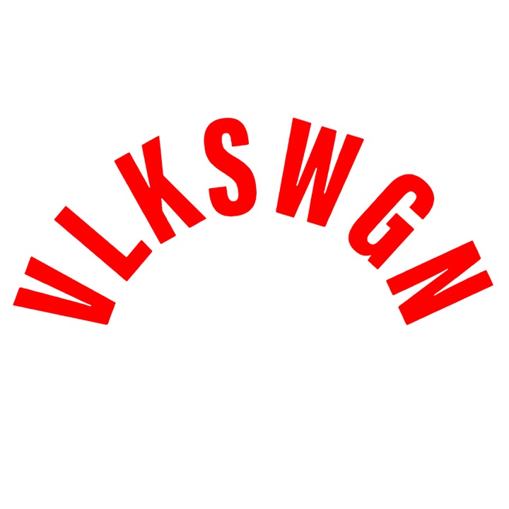 Sticker auto decorativ pentru luneta Volkswagen, V L K S W G N, rosu