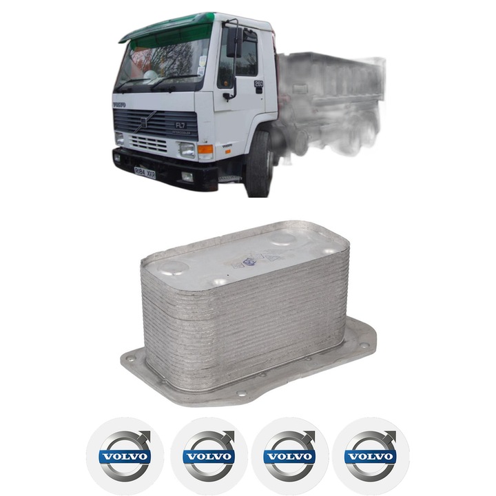 Radiator racire ulei VOLVO FL7 din 1991-1998 KW 191 CP 260 CMC 6725, Auto, din aluminiu, 4x Stickere auto cu VOLVO
