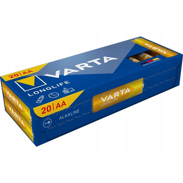 AA LR6 Varta Longlife elemek, 20 db-os készlet, alkáli, 1.5V