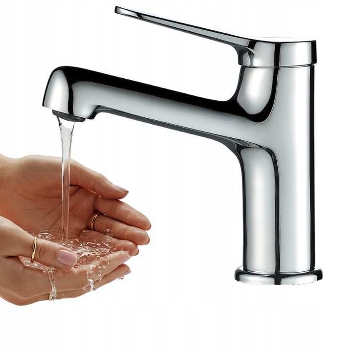 Смесител за мивка, стоящ, Kuchinox Villa, хром, с клик-клак сифон, 150x127мм