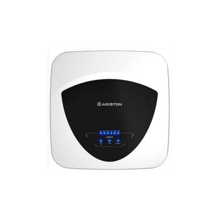 Bojler electric Ariston Andris Elite 10L, montare deasupra chiuvetei, dimensiuni 36x36x29.8cm, putere 2kW
