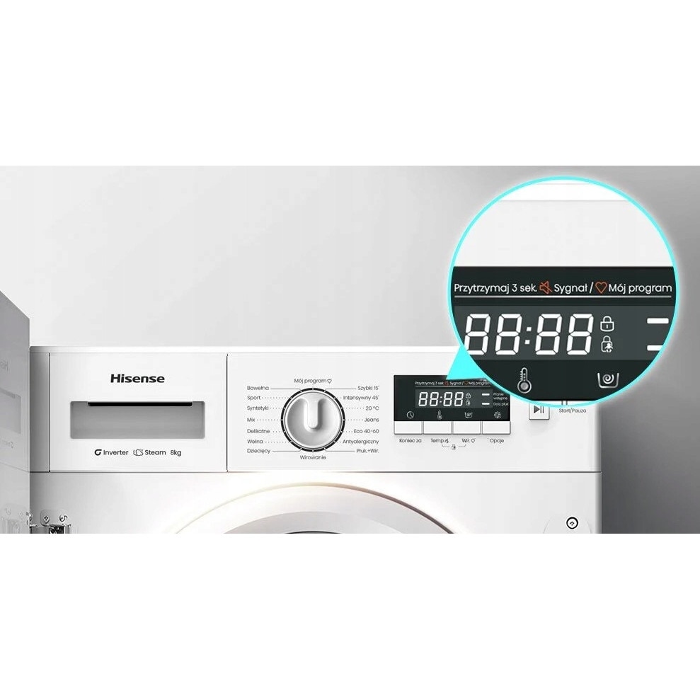 Pralko-suszarka, Hisense, WD3M841BWI, 8kg, 6kg, alb, 82.5x59.5x54cm