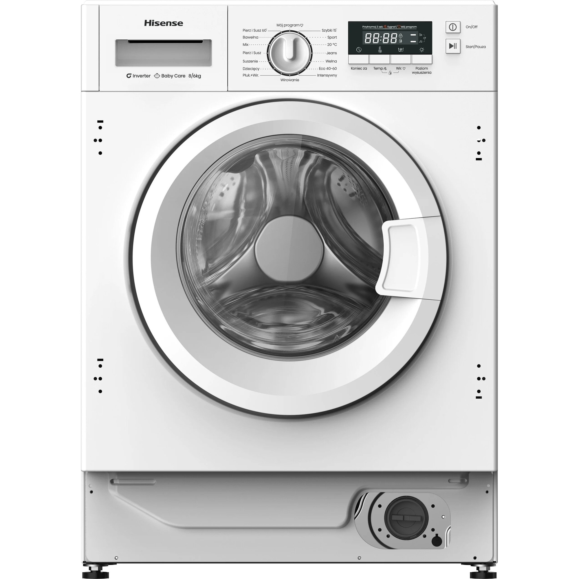 Pralko-suszarka, Hisense, WD3M841BWI, 8kg, 6kg, alb, 82.5x59.5x54cm