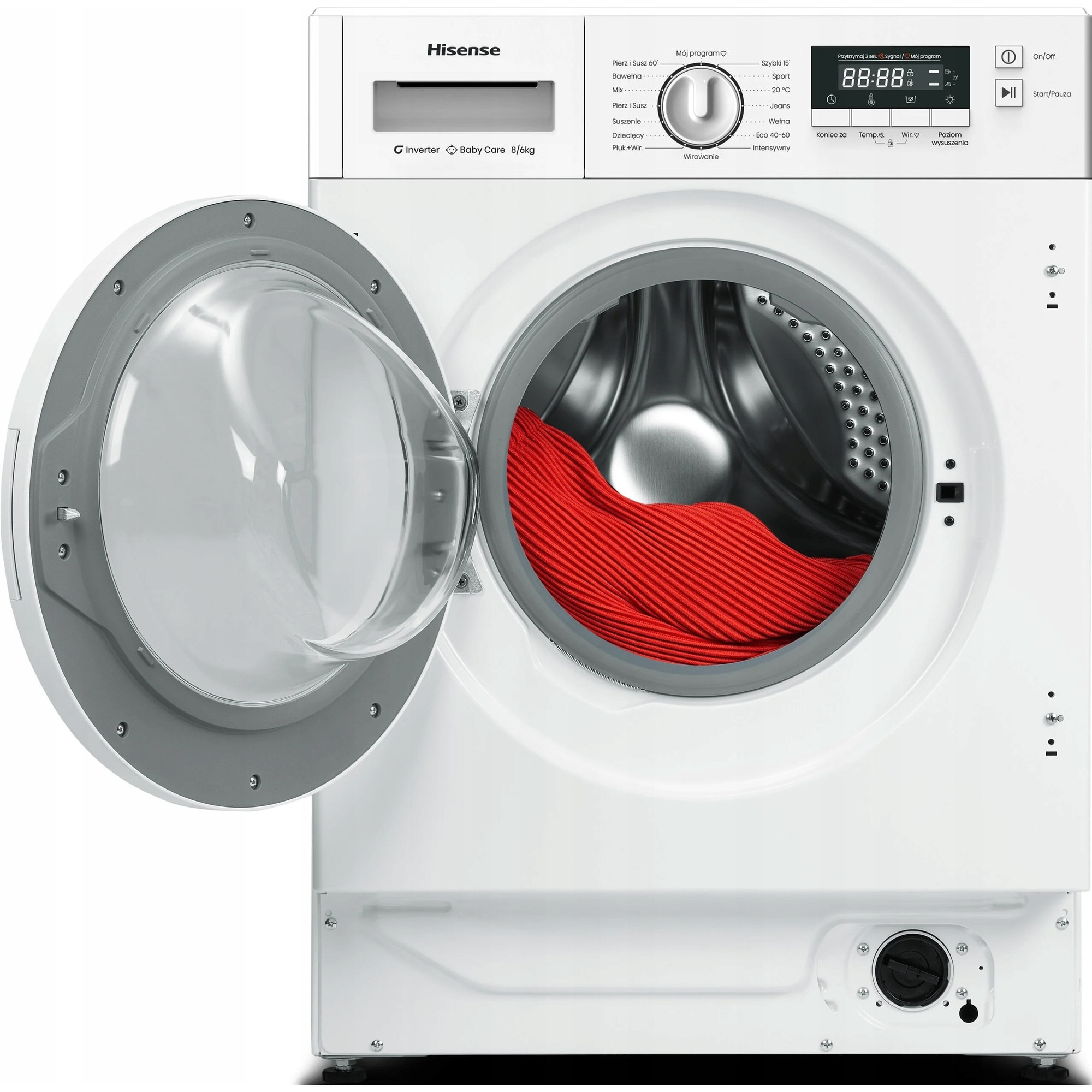Pralko-suszarka, Hisense, WD3M841BWI, 8kg, 6kg, alb, 82.5x59.5x54cm