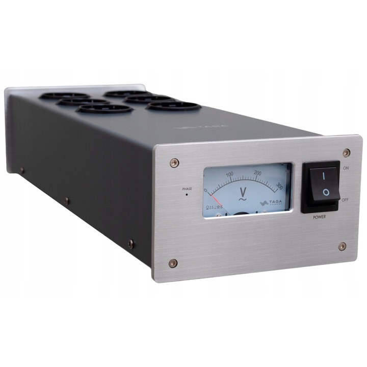 Taga Harmony PF-600 hálózati zavarszűrő, Ezüst, 6db dugalj, Fázisdetektor