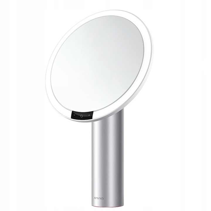 Oglinda cosmetica cu iluminare LED, model AMIRO Oath Auto, alb, set cu lusterko 10x, 235x90x390mm