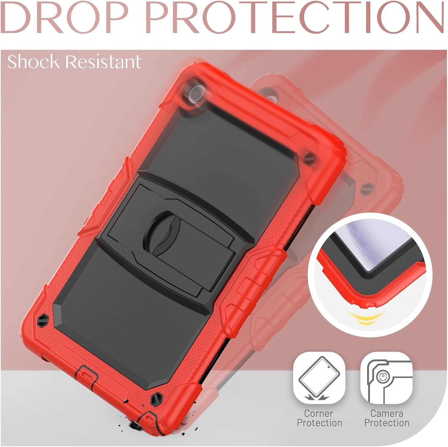 Husa Shockproof Armor Sigloo, pentru Samsung Galaxy Tab A7 (SM-T500/T505/T507), 10.4", cu stand, Rosu cu Negru