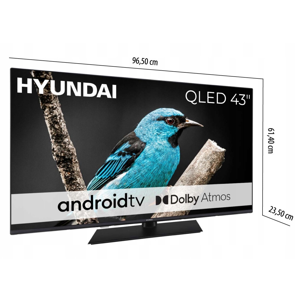 Televizor QLED 43" 4K, Hyundai, Android TV, Dolby Atmos, 3x HDMI 2.1, negru