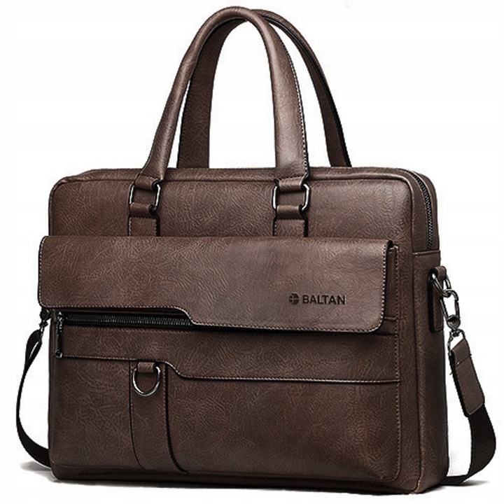 BALTAN Classic 15.6" laptoptáska, sötétbarna színű, levehető pánttal és tágas rekesszel