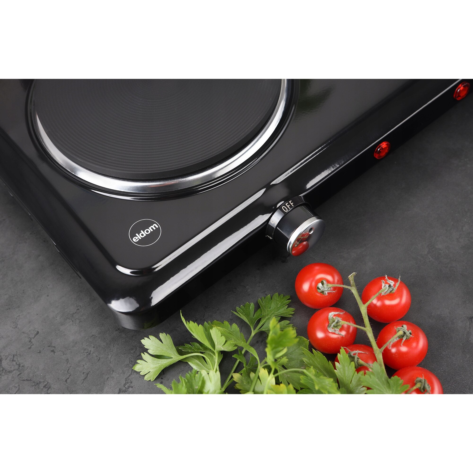 Aragaz electric Eldom PG22 Master Duo, 2 plite, 2500W, 185x155mm, antiderapant