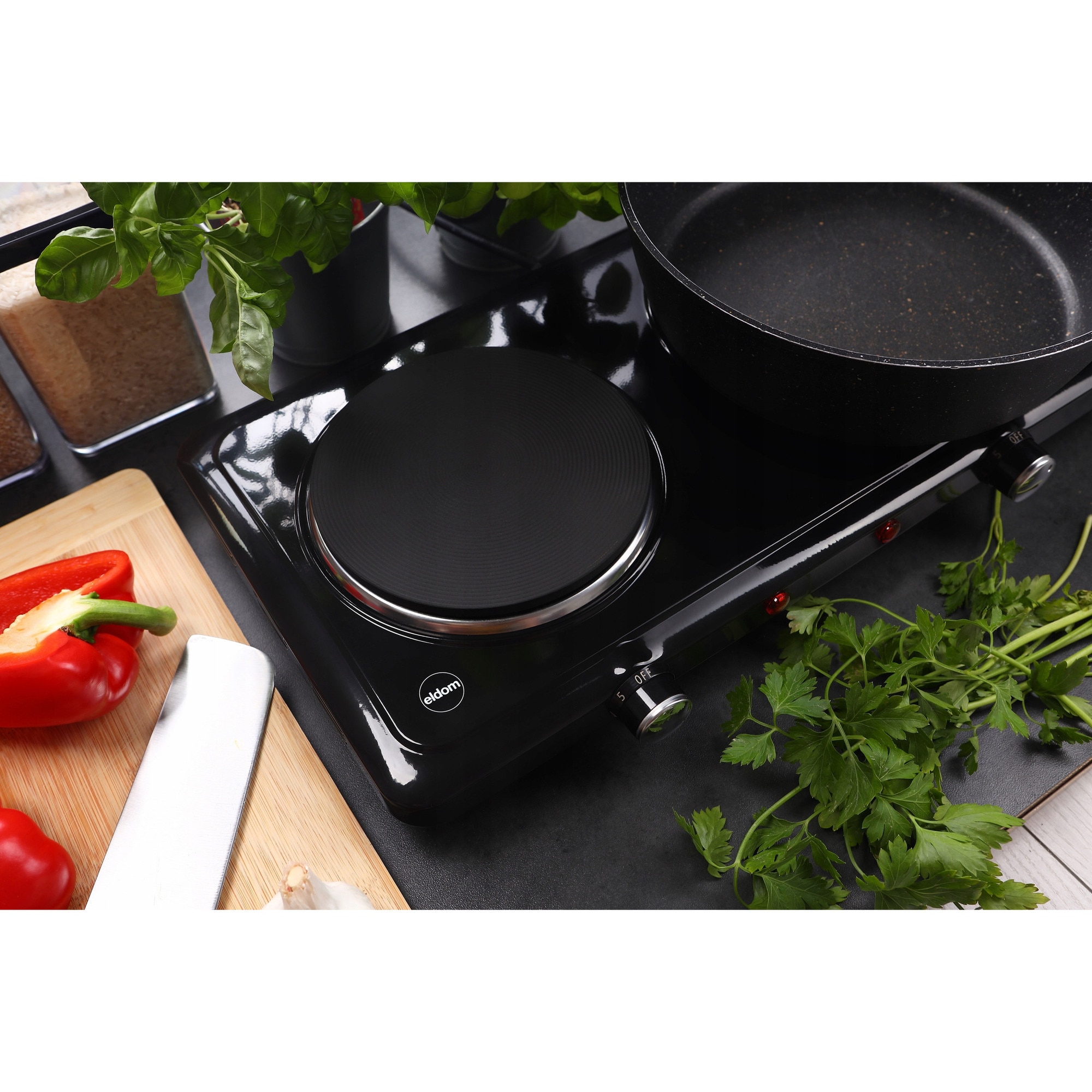 Aragaz electric Eldom PG22 Master Duo, 2 plite, 2500W, 185x155mm, antiderapant