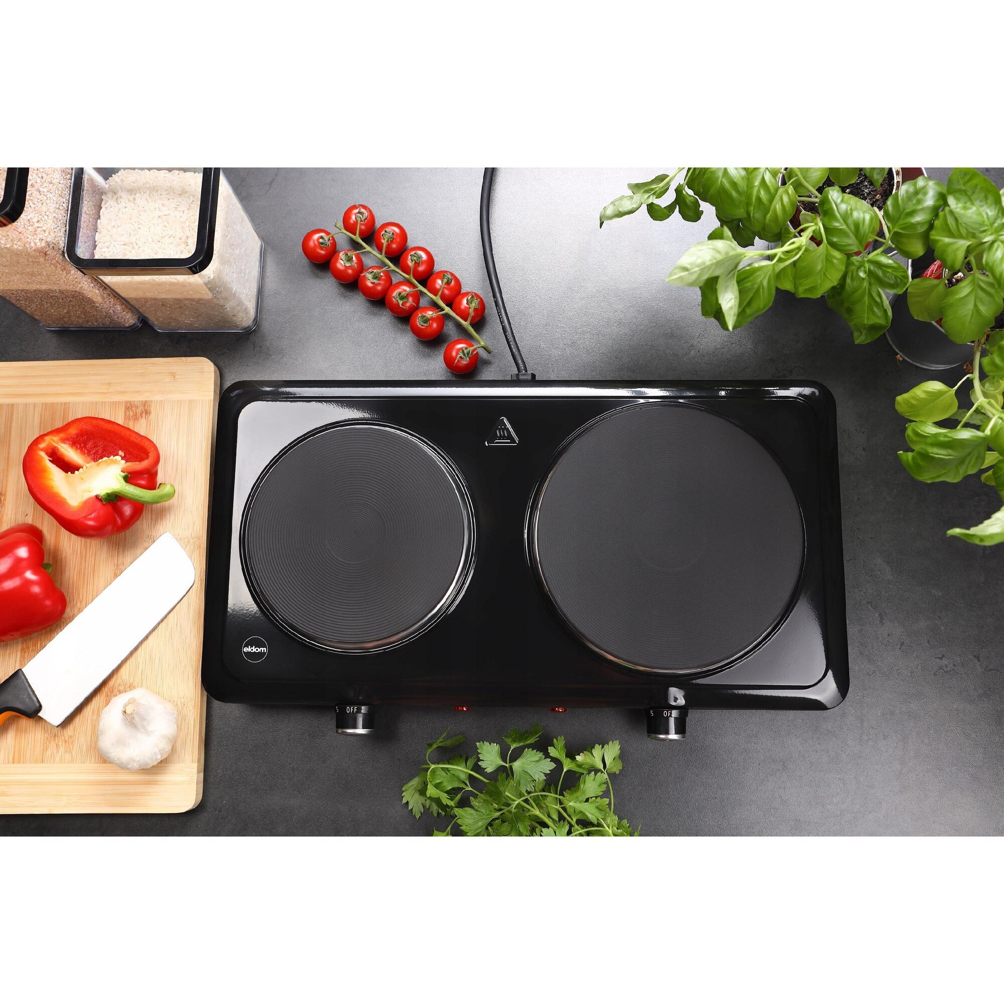 Aragaz electric Eldom PG22 Master Duo, 2 plite, 2500W, 185x155mm, antiderapant