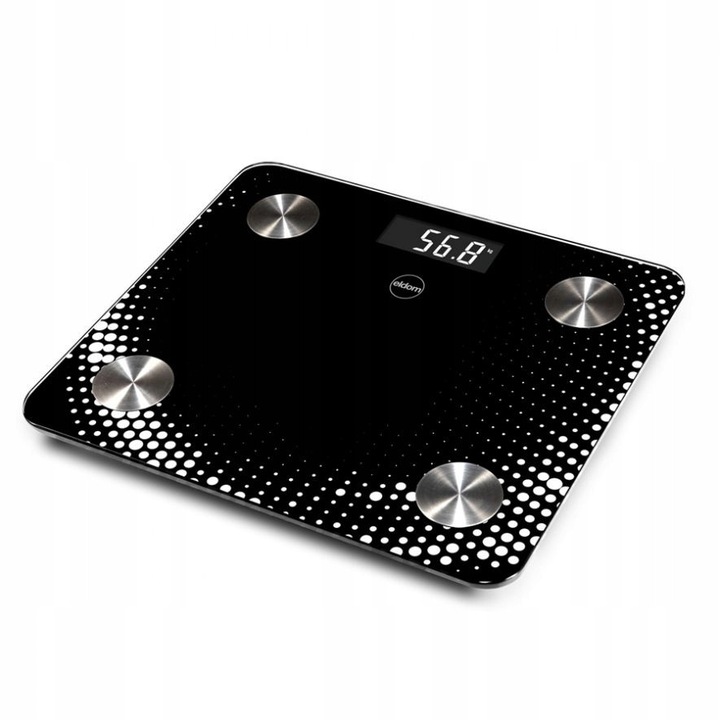 Eldom elektronikus mérleg, testösszetétel elemzés, fekete, 180kg, 2xAAA
