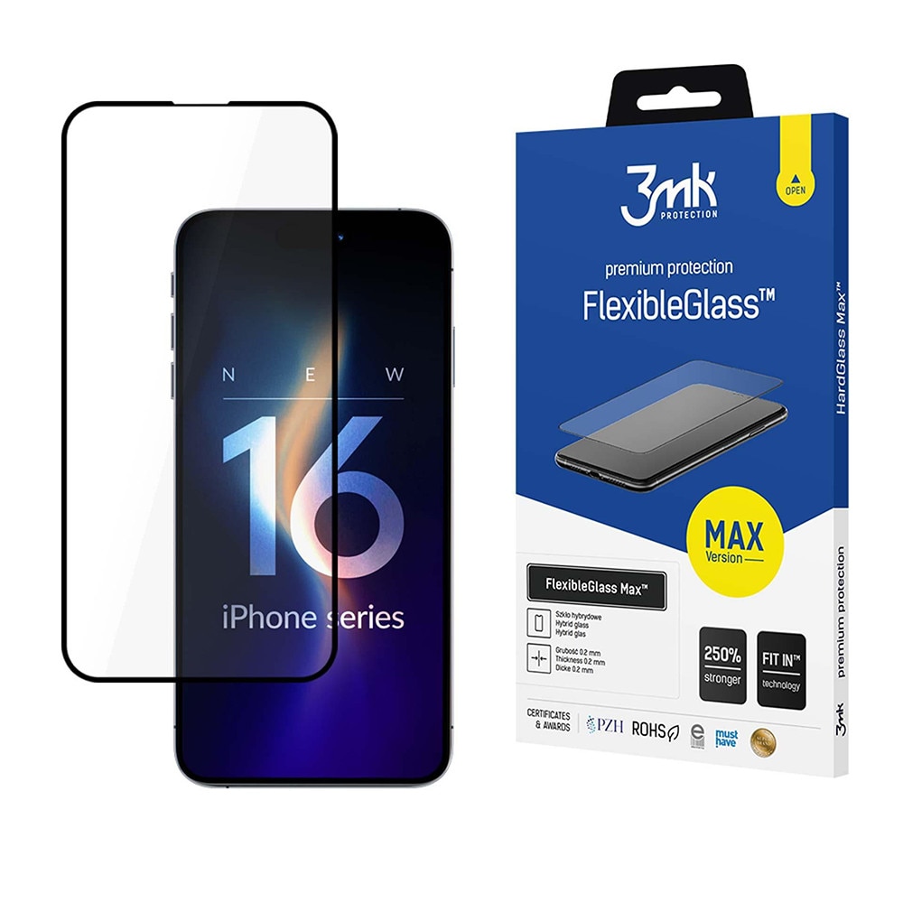 Folie pentru iPhone 16 Pro, FlexibleGlass Max, R68, Materiale compozite, Black