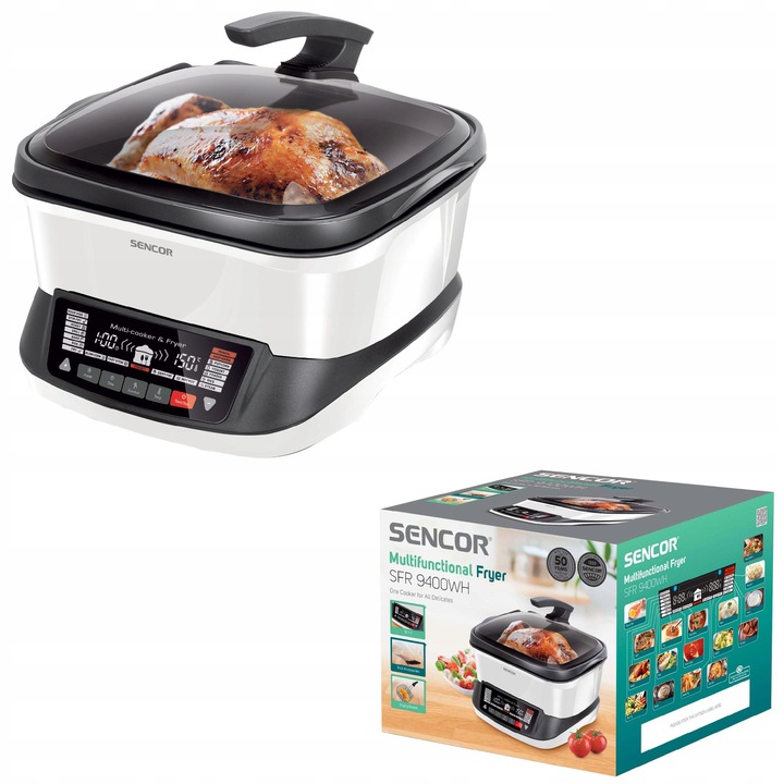 Фритюрник Sencor SFR 9400WH 4,8л 1800W, бял, елегантен дизайн