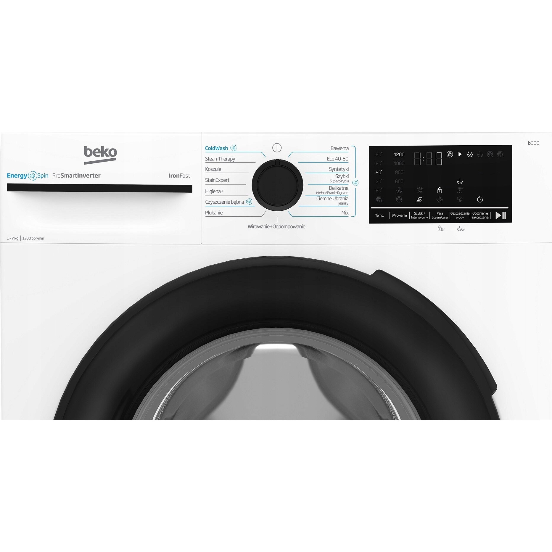 Masina de spalat rufe Beko, model XBM3WFU47215W, 7kg, 1200rpm, alb, 60x42x84.5cm