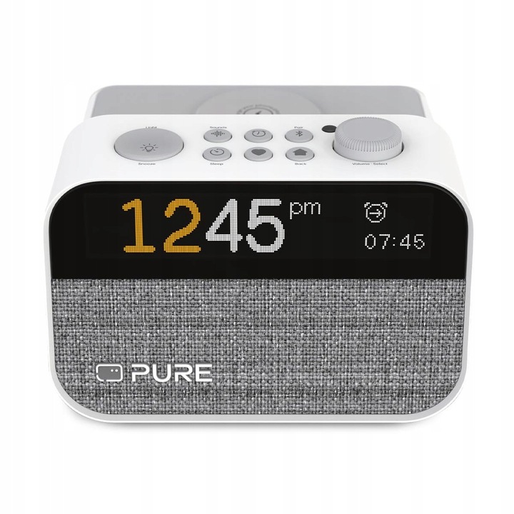 PURE Moment Charge радио с часовник от памук, бяло