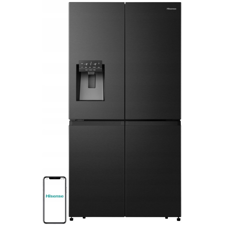 Хладилник Side By Side Hisense RQ760N4SBFE, No Frost, 584л, Черен, 178.5x91.4x72.5см